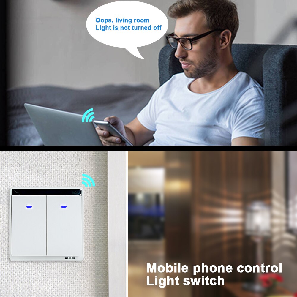 Heiman Zigbee Smart Switch Muur Neutralline Live Line App Afstandsbediening Licht Draadloze Schakelaar Voor Smart Home Systeem Module