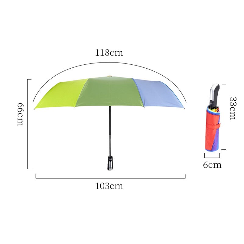 Rainbow Women Automatic Umbrellas Large Rain Umbrellas Anti-uv Sun Protection Portable Wind Resistant Folding Umbrella Parasol
