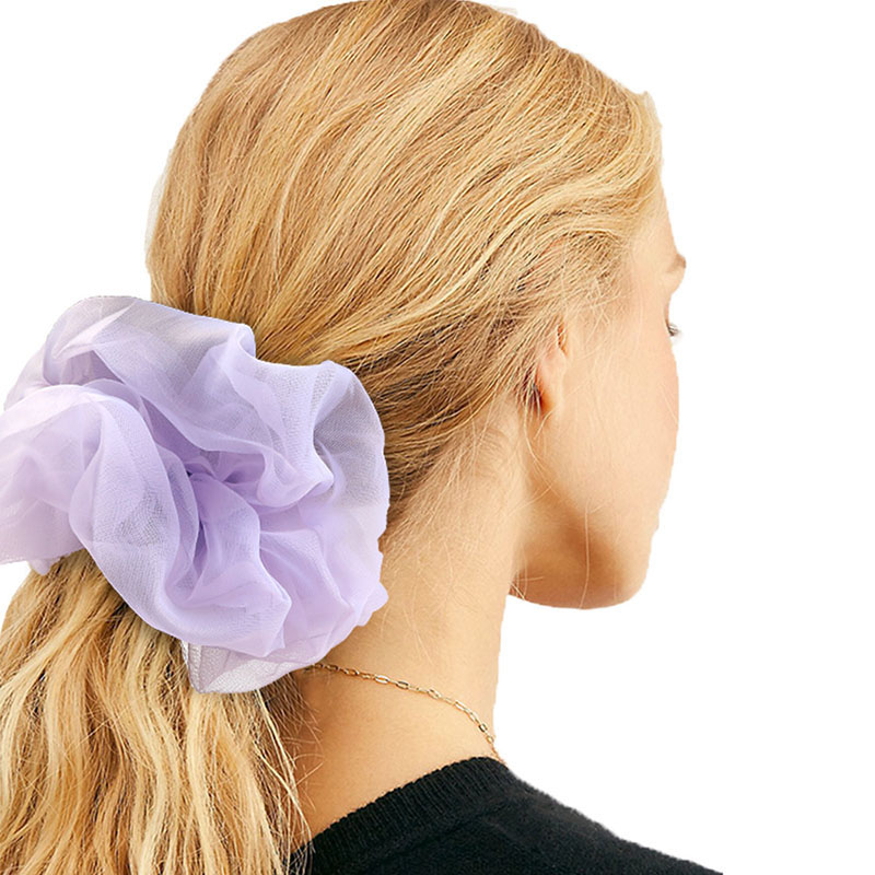 Scrunchies de malla de gran tamaño para mujer, cuerda romántica para el cabello rosa y azul, lazos para el cabello de Organza de tul transparente, accesorios para el cabello, banda para el cabello