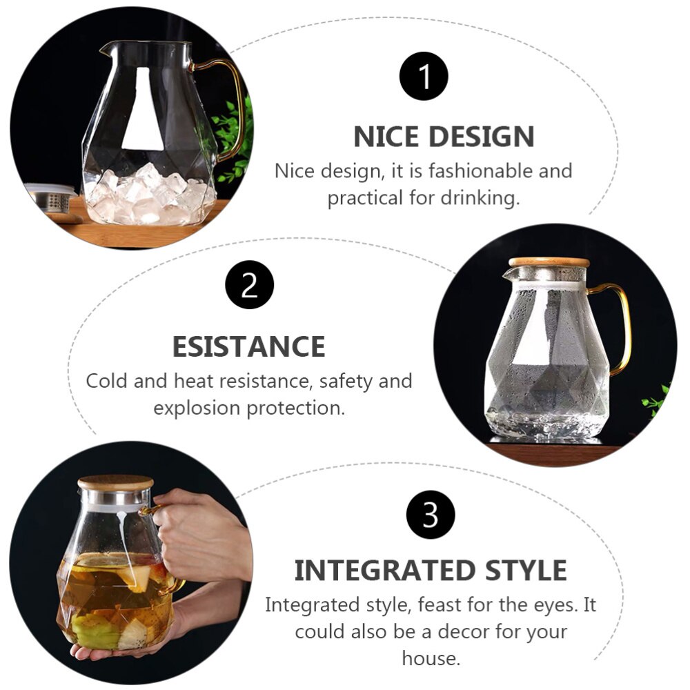 Water Pitcher Beverage Glass Pitcher Heat Resistant Glass Pitcher