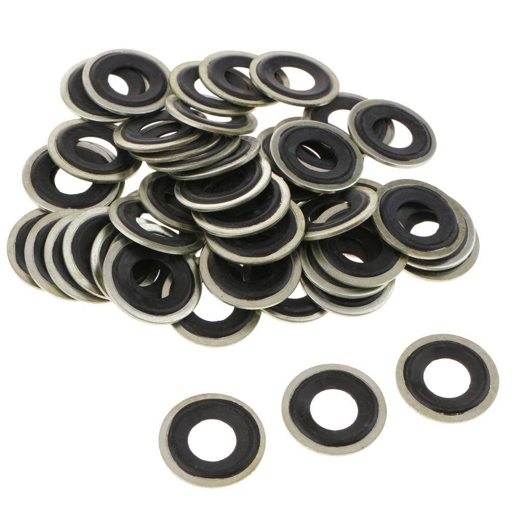50 stück 14mm Metall Öl Ablauf Stecker Zerquetschen Waschmaschine Dichtungen Für GM Chevrolet Dorman M14 (Schwarz & Gelb)