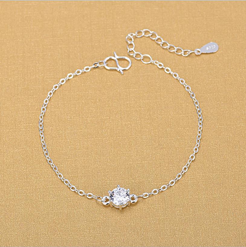 Lukeni Mooie Crystal Ronde Vrouwelijke Enkelbanden Sieraden Mode 925 Sterling Zilveren Armbanden Voor Vrouwen Verjaardag Party Accessoires