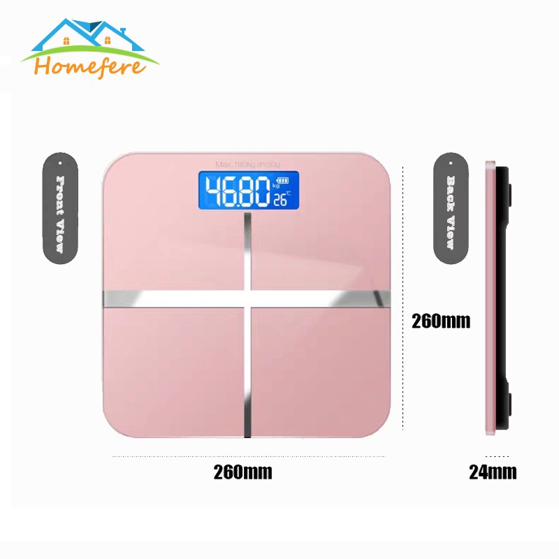 USB Charging Bathroom Scale Glass Smart Household Electronic Digital Weight Balance LCD Display