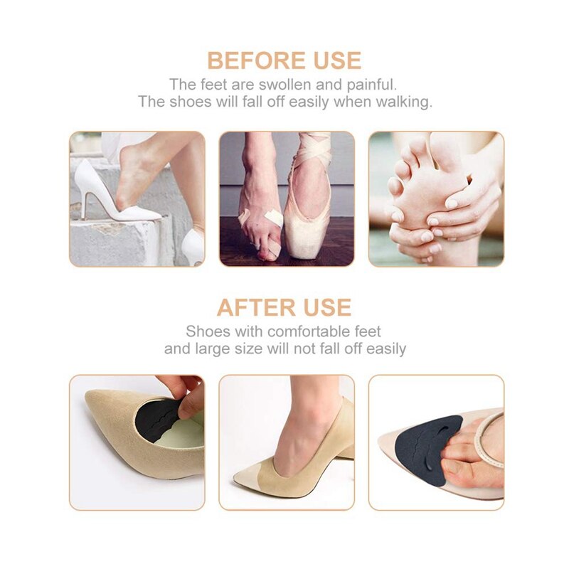 4 Pairs Toe Filler Inserts Adjustable Toe Plug Reusable Shoe Filler for Too Big Shoes for Women Men Unisex Pumps Flats Sneakers