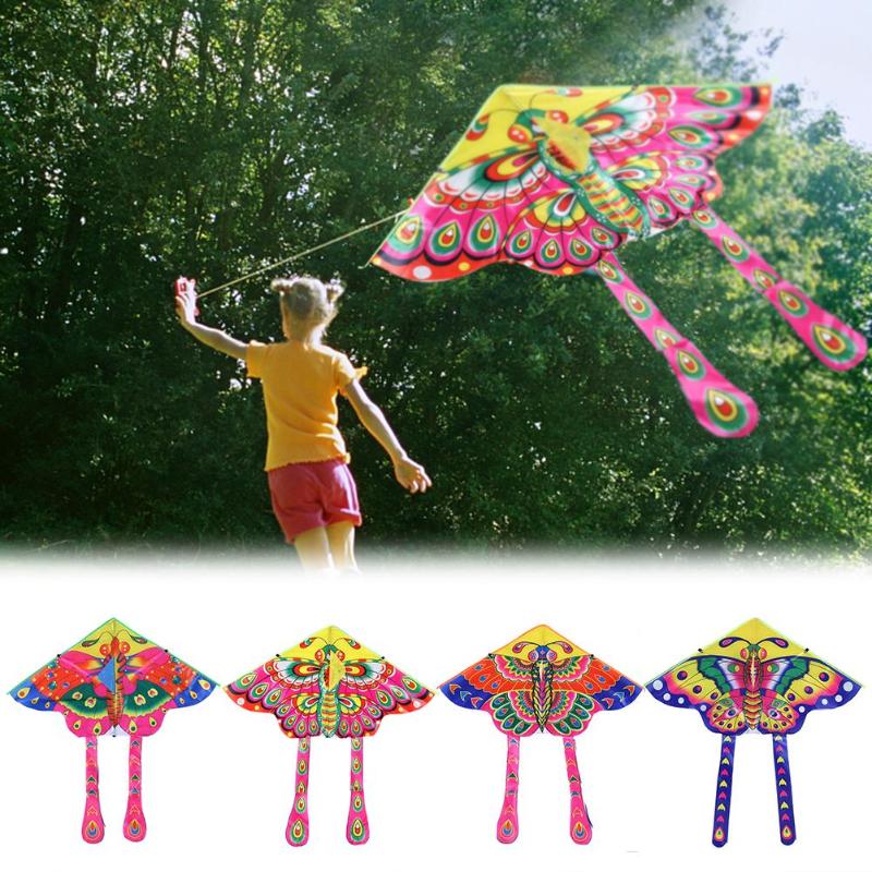 90x50cm Kleurrijke Vlinder Kite Outdoor Opvouwbare Heldere Doek Tuin Kids Vliegers Outdoor Vliegende Speelgoed Kinderen Kids Toy game Vliegers