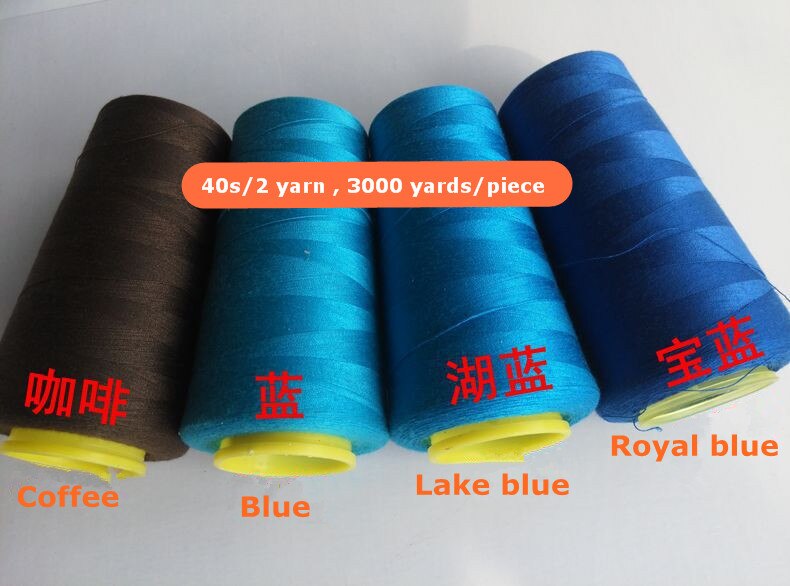 3000 yards/piece Polyester thread Green/Blue/Red Durable sewing threads for shirt/dress Weight : 95g