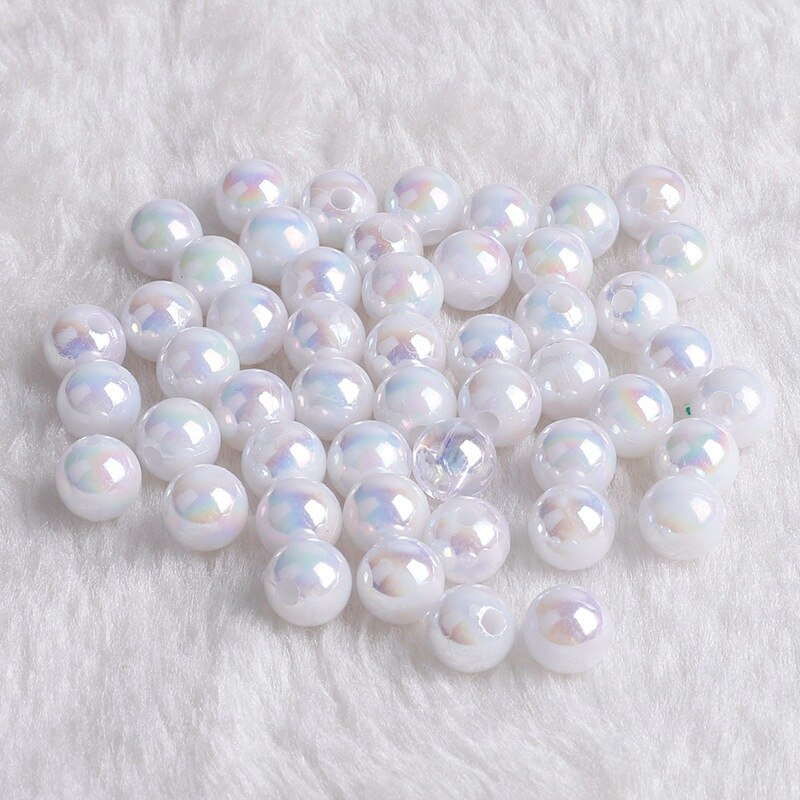 50pcs 8Mm Glass Ball Cream Cattle Small Marbles Pat Toys Parent- Child Beads Console Game Pinball Machine of Bouncing Ball: White2