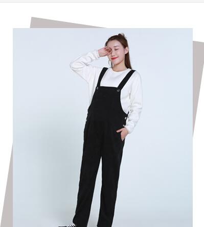 Maternity Bib Pants Pregnant Trousers Belt Plus red and black Women Pregnant-Overalls Jumpsuit Solid Color Women: 1 / XXL