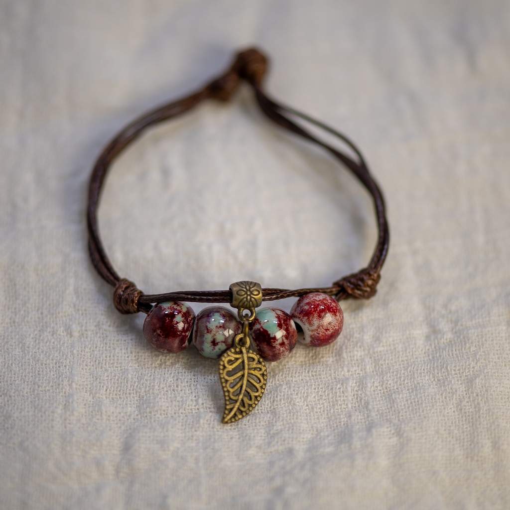 Pulsera de Cerámica con Cuentas - Cuentas Redondas - Estilo Vintage - Joyería para Mujer: Estampado en caliente