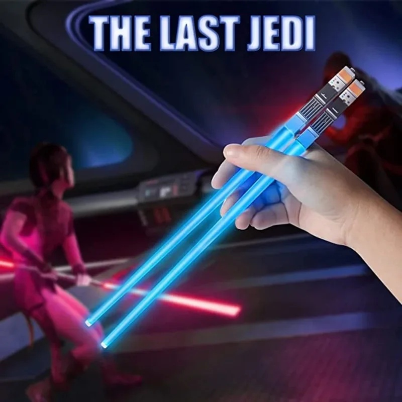 Sabre Laser LED thème StarWar, baguettes chinoises lumineuses, réutilisables, lavables et détachables, baguettes à Sushi, vaisselle de cuisine, 1 paire