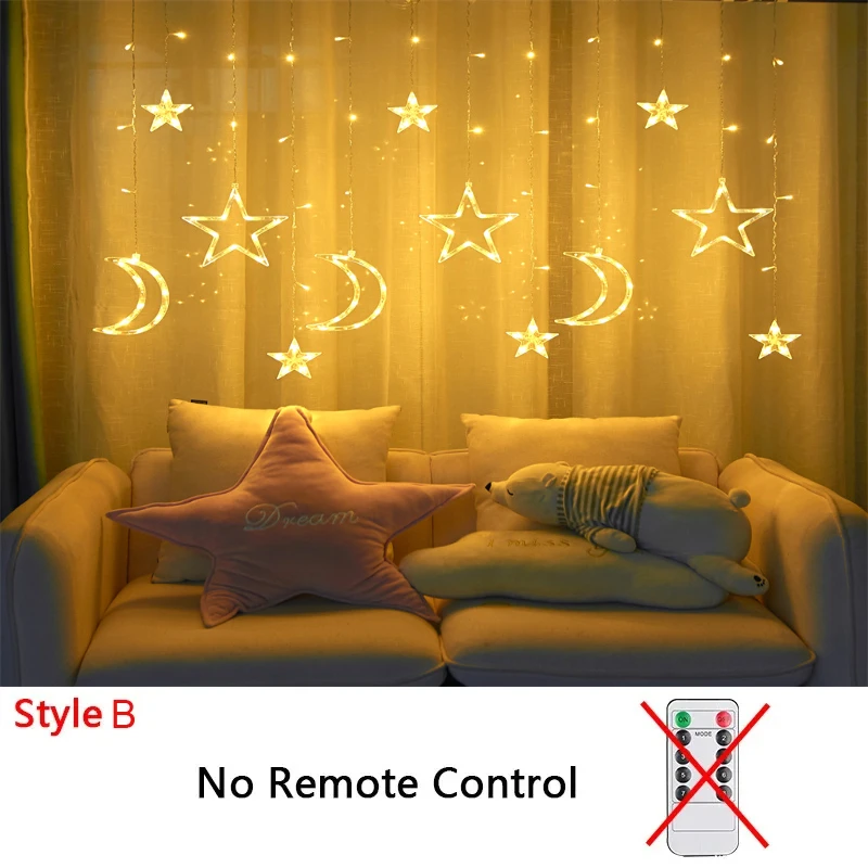 Navidad 3,5 M LED estrella cadena de luces guirnalda cadena estrella lámpara decoración de cortina al aire libre para vacaciones decoración de boda