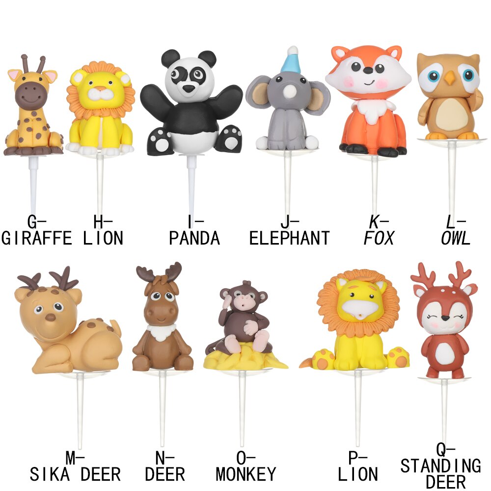 1pcs Party Cake Topper Monkey Giraffe Tiger Lion Cupcake Toppers Baking Animal for Kid's Birthday Cakes Decoration Wedding