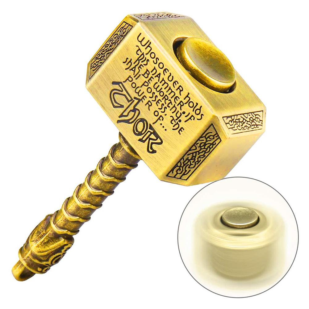 1pcs Wiitin Thors Battle Hammer Fidget Hand Spinner Made by Metal, the Mighty Mjolnir Keychain Toy - Antique Brass