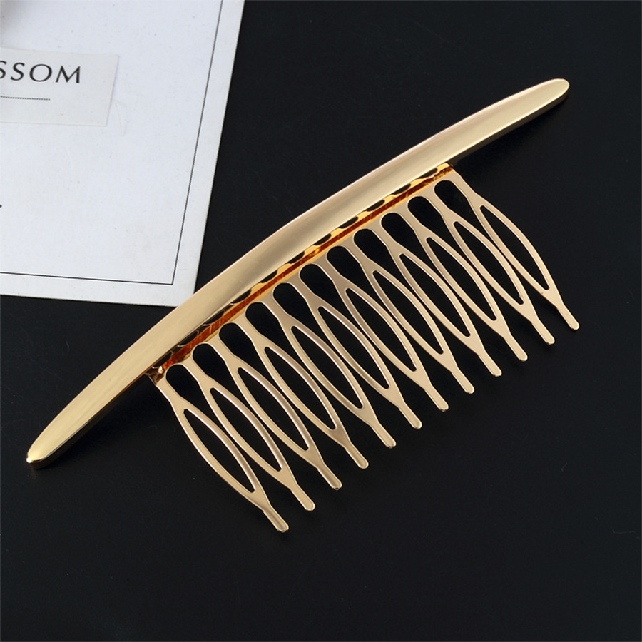 Korean Hair Side Combs French Hair Comb Straight Teeth Hair Clip Comb Twist Hair Comb Bridal Wedding Veil Comb Hair Accessories: GRAY