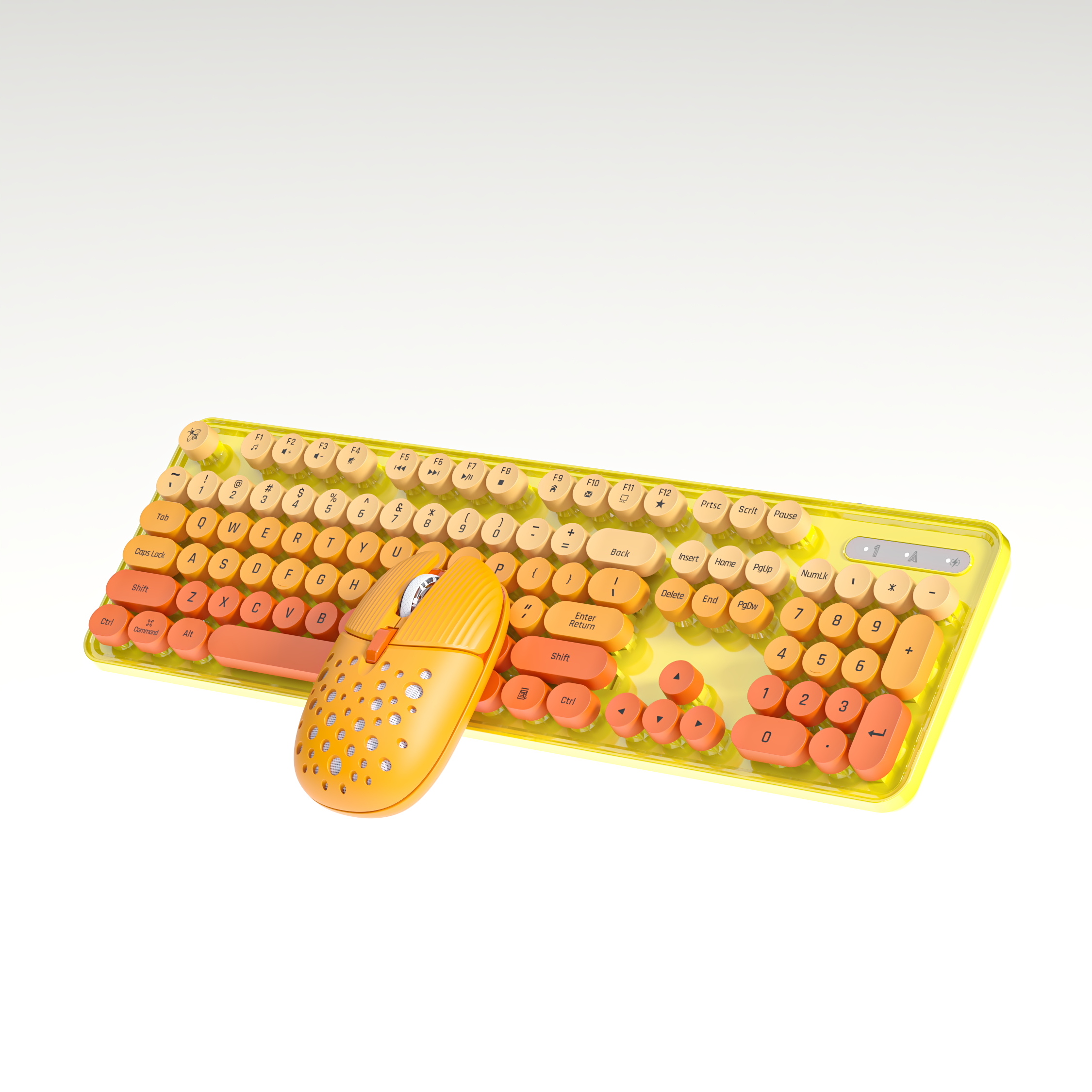 Urocza 104-klawiszowa Retro Okrągła Klawiatura Bezprzewodowa 2.4G Gamingowa Klawiatura i Mysz Combo Ergonomiczna Klawiatura z Klawiszami Multimedialnymi: Niebieski