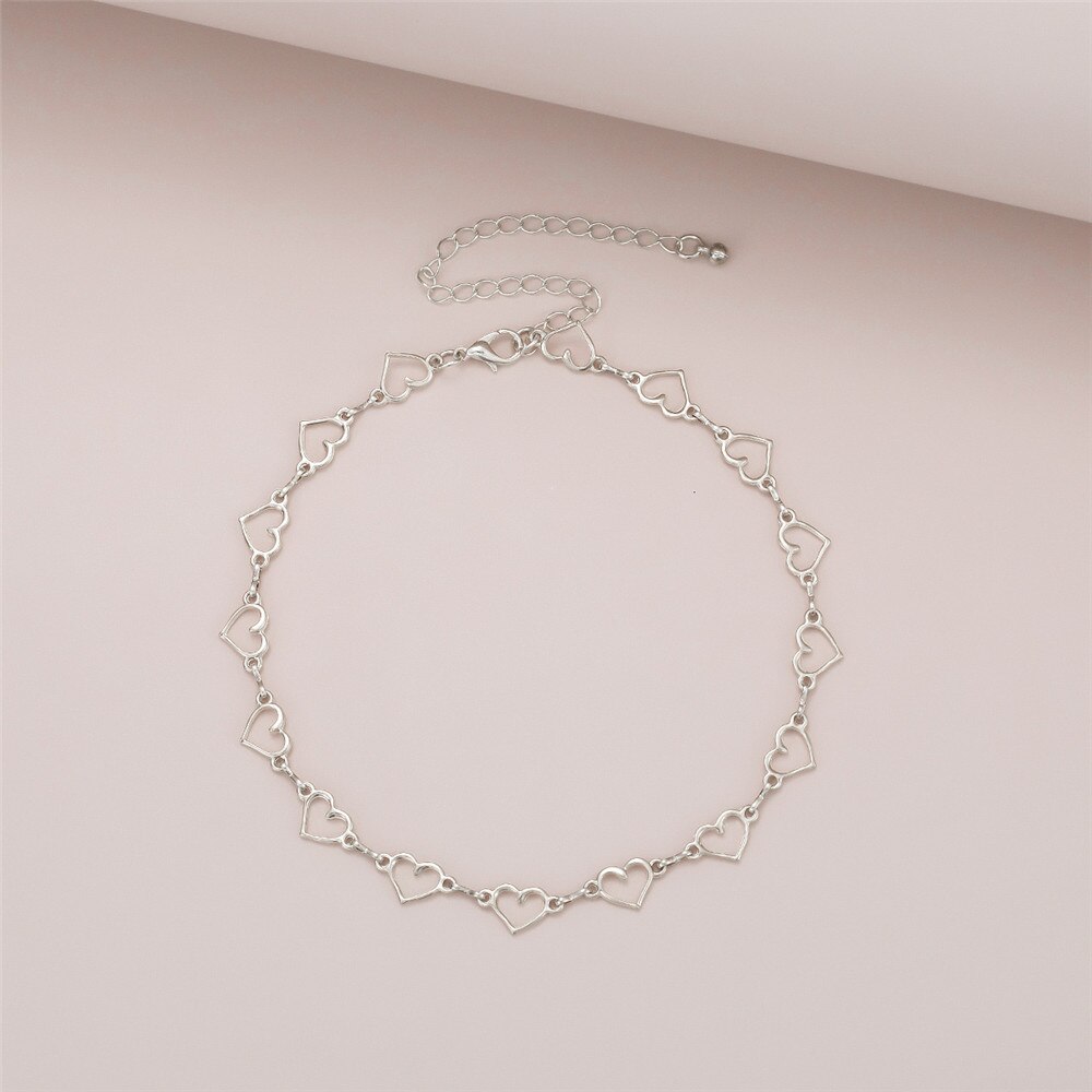Korean Style Sweet Small Love Heart Choker Necklace For Women Girl Simple Minimalist Clavicle Chain Necklace Cute Jewelry