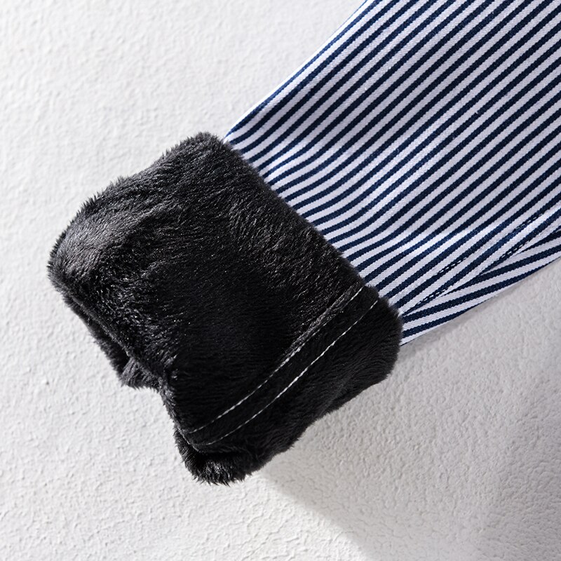 Winter en herfst gestreept met fluweel warm overhemd heren casual comfortabele overhemden voor heren streep chemise camisa
