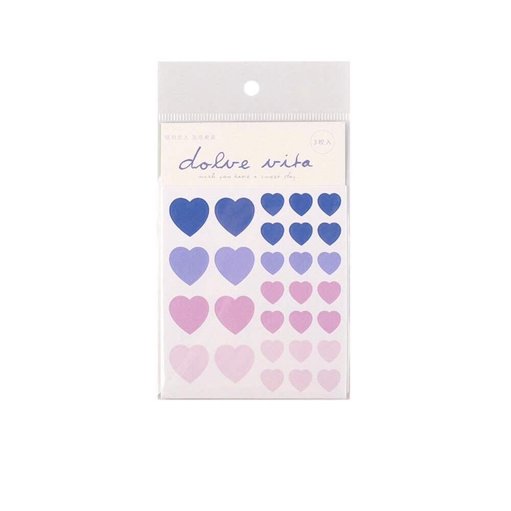 3 Sheets Love Heart Stickers Journal Stickers Kawaii Stationery Sticker DIY Diary Scrapbooking Sticker Cute Washi Stickers: C