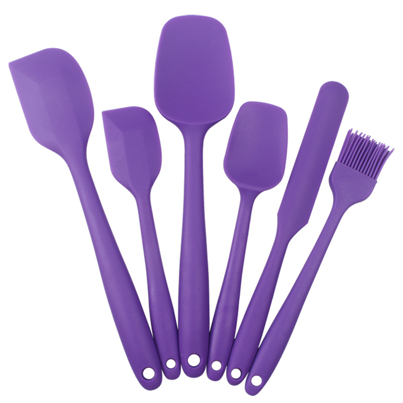 Kitchenware 6-Piece Silicone Spatula BPA-Free Non-Stick Silicone Spatula Spoon Oil Brush Set Baking Tools Cake Cream Spatula: Purple