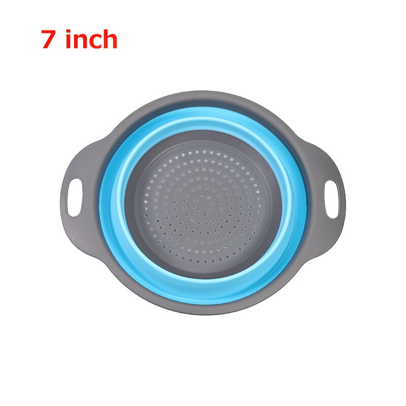 Large Collapsible Folding Strainers/Strainer Set- Perfect for Draining Pasta, Vegetable: Blue 7 inch