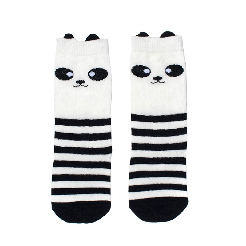 1 Paar unisex schön niedlich Karikatur Fuchs Kinder Baby Socken Knie Mädchen Junge Baby Kleinkind Socken Tier Kleinkind Sanft Baumwolle Socken Bein warm: Schwarz Panda / 1-3T