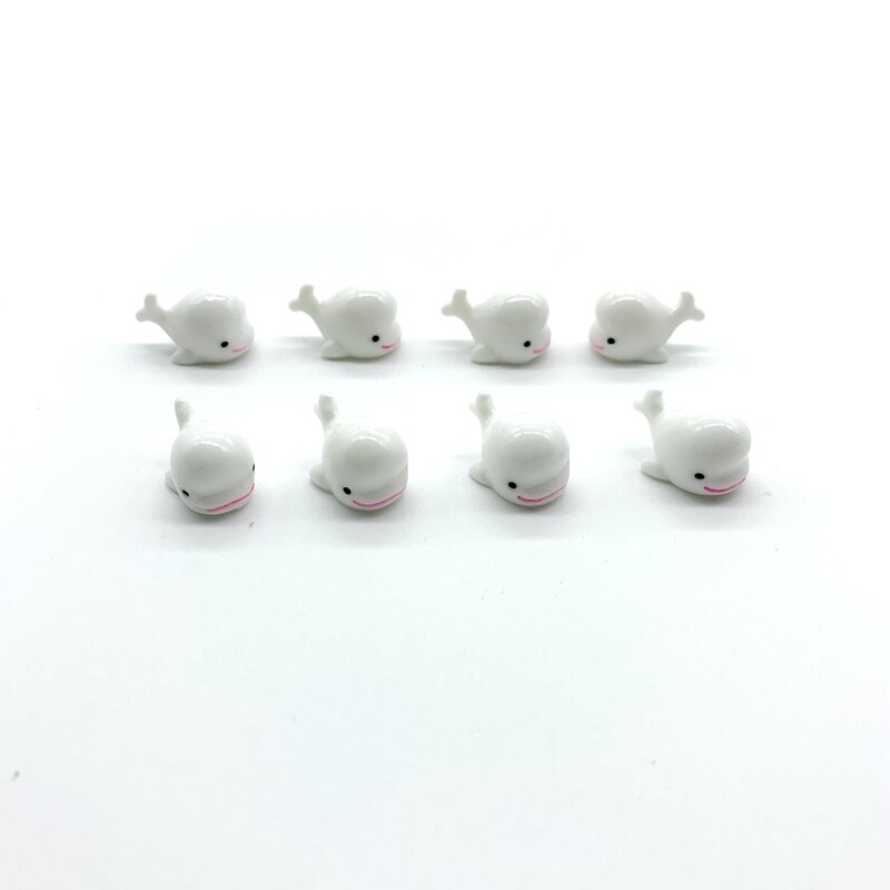 8 Uds. De miniadornos de setas, pollitos, delfines, decoración de musgo, Terrario de jardinería, cactus, maceta, accesorio en miniatura para paisaje: 8pcs White Dolphin
