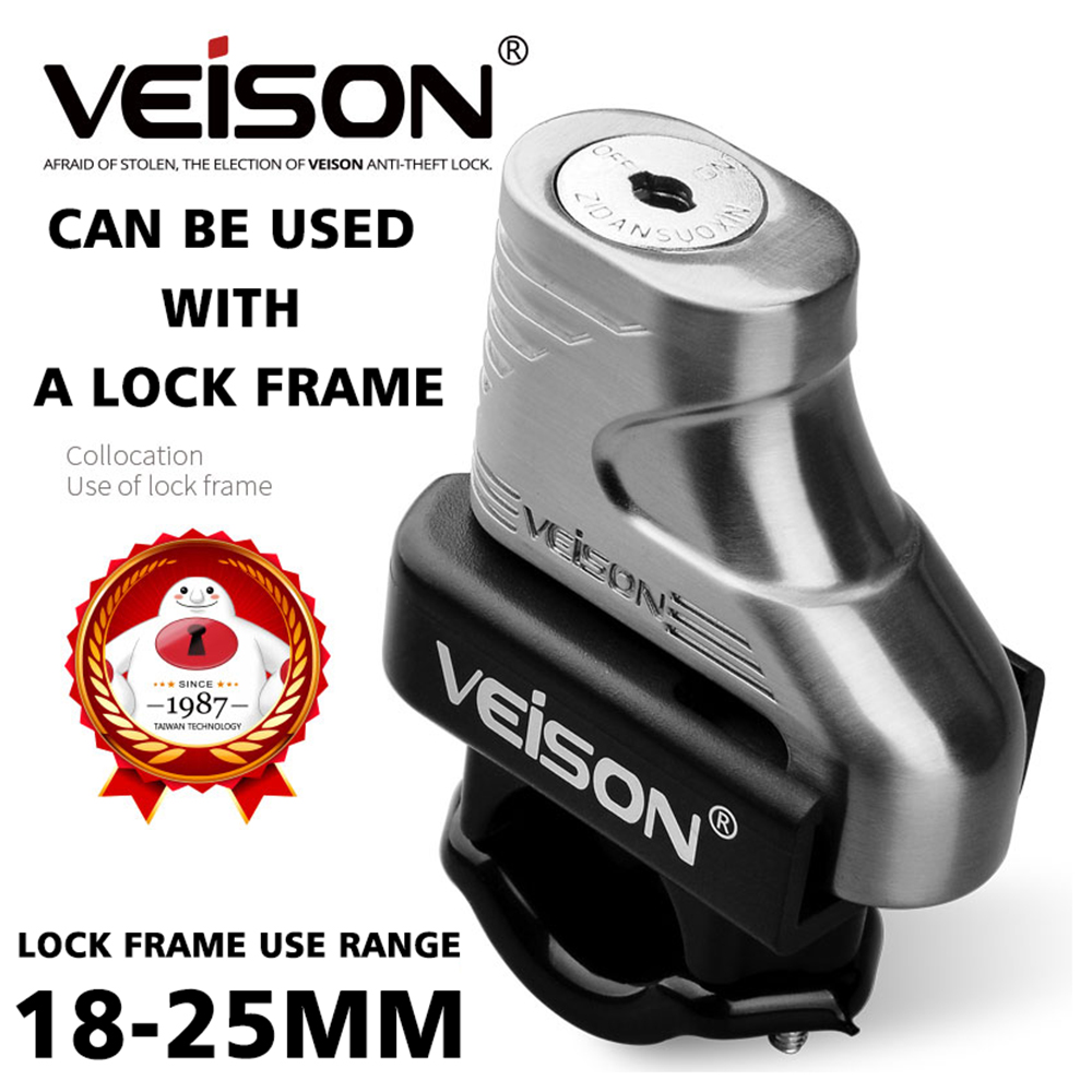 Cykellås anti-skivbromslås vattentätt motorcykel skoterlås 130db larm stöldskyddslås flerfärgat