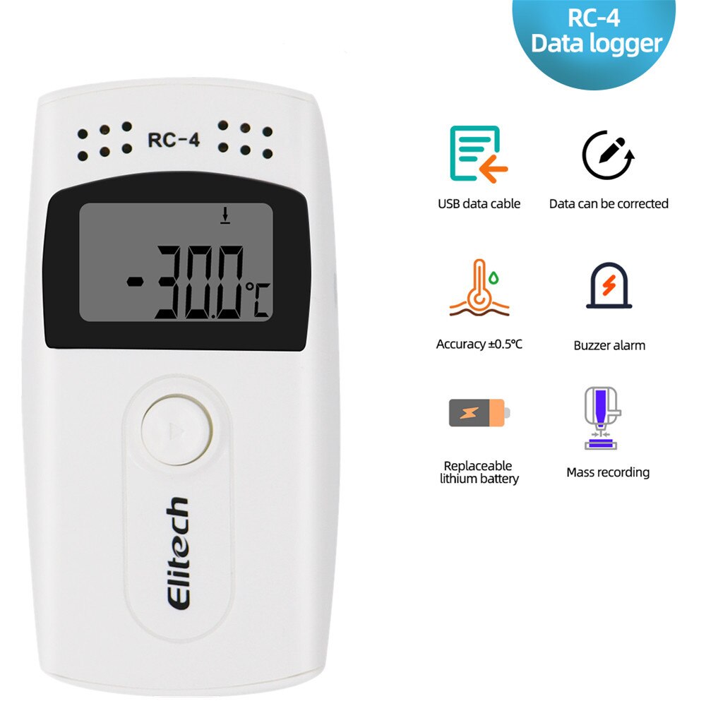 Mini Data Logger RC-4/4HC/5/5+/GSP-6 Digital USB Temperature Humidity Internal Sensor High Precision Recorder 30% off: WHITE