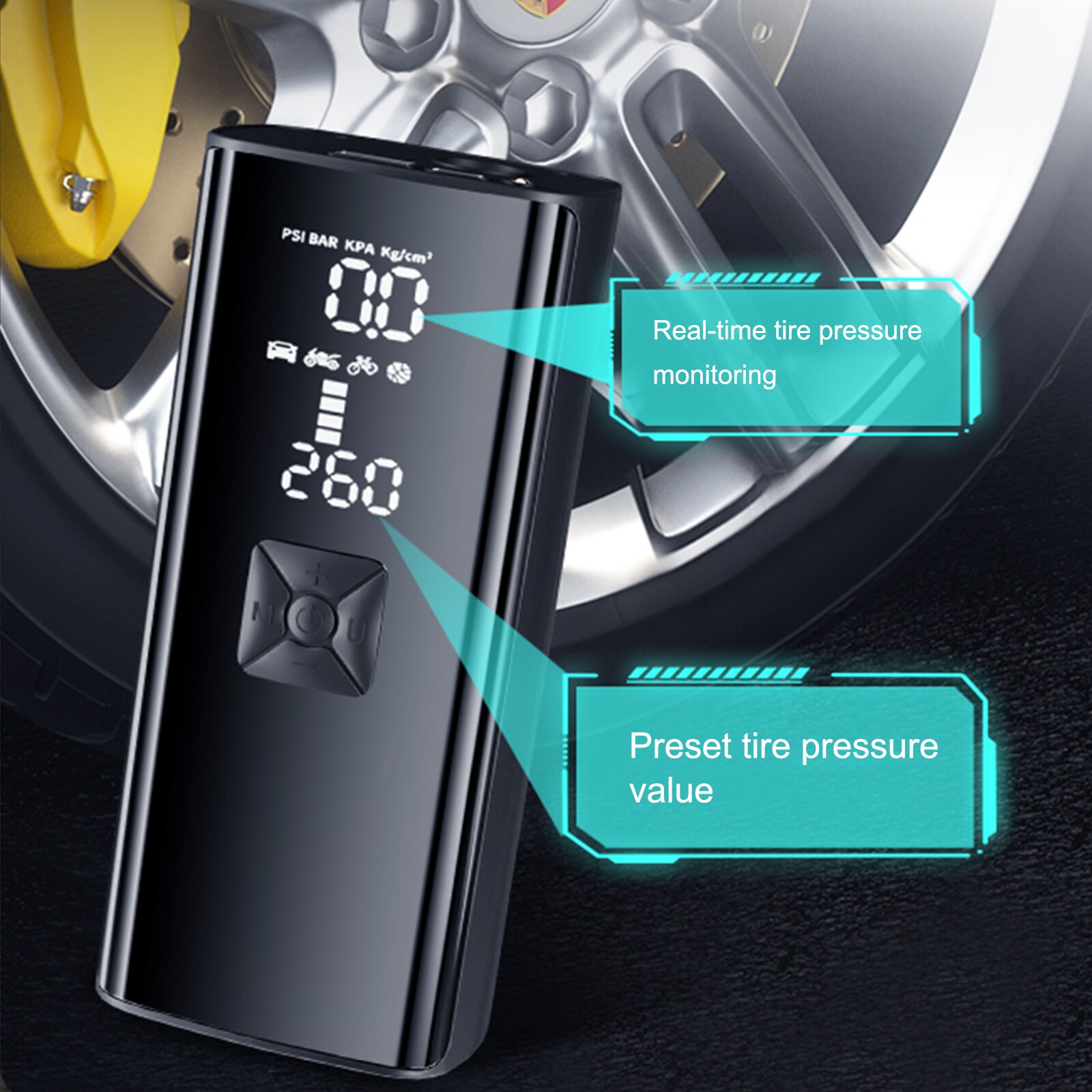 Mini Car Air Compressor Smart Digital Wireless Inflatable Pump Car Tire Inflator Bike LED Motorcycle Bicycle Boat Air Pump