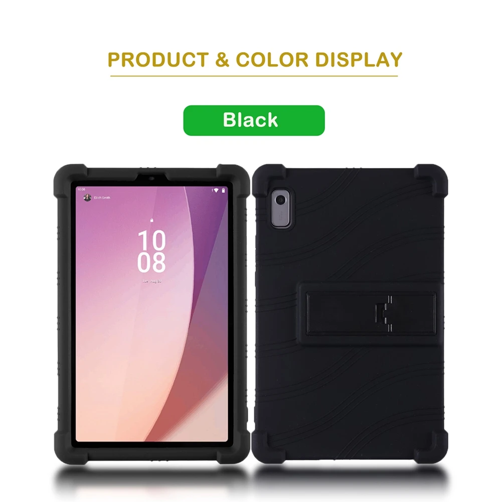 Schutzhülle für lenovo tab  m9 m 9 tb-310fu -310xu 9.0  m9 mit ständer, stoßfeste silikonhülle für kinder-tablets: Schwarz