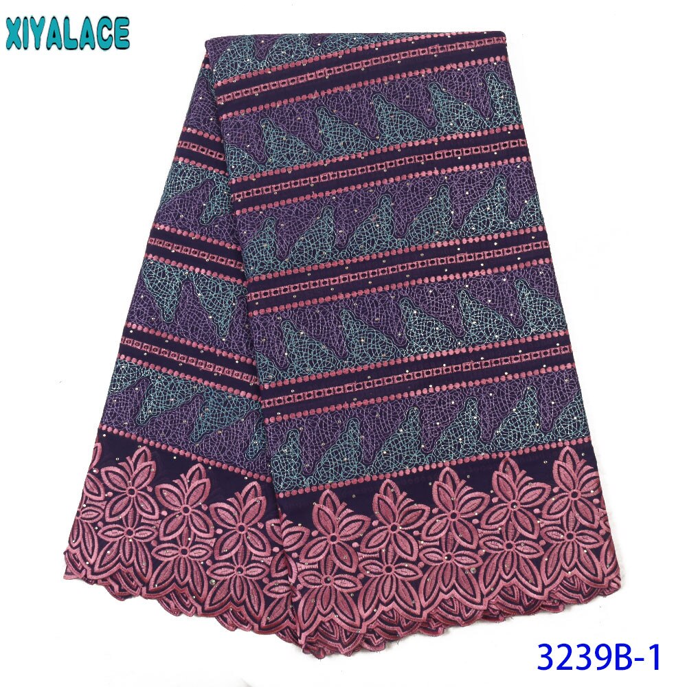 African Dry Cotton Lace Fabrics Embroidery Lace Swiss Voile Lace Stone Swiss Voile Lace In Switzerland KS3239B: picture 1