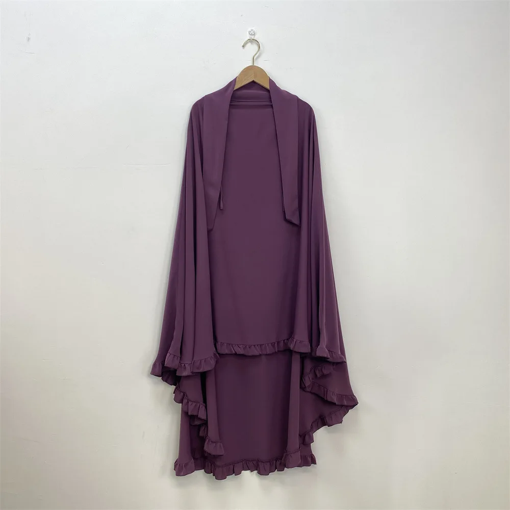 Gebetskleidungsstück Abaya Lange Khimar Muslimische Frauen Schleier Hijab Eid Ramadan Burka Kopftuch Islam Arabische Niqab Kleidung Kopfschmuck Turban: Lila
