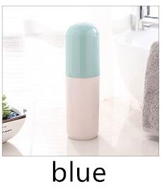 3 farver søde bærbare rejsesæt tandbørste kop opbevaringsboks hjem arrangør tandpasta tandbørste håndklæde vask gurgle kop: Blå