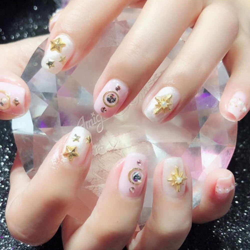ELECOOL-remache de oro variado con clavos de cobre, de Luna, joyería para uñas, hilo de plata dorado 3D, decoración artística de uñas, manicura, 1 ud.