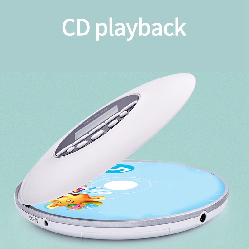 Bærbar cd-afspiller, for voksne studerende børn personlig cd-afspiller med hovedtelefonstik, walkman med lcd-skærm -whi