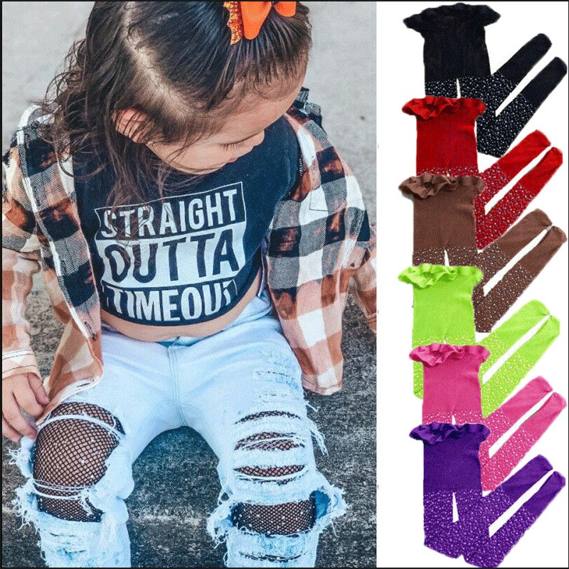 Collants en résille pour enfants, haut en maille à paillettes, motif diamant, bas d'été pour enfants
