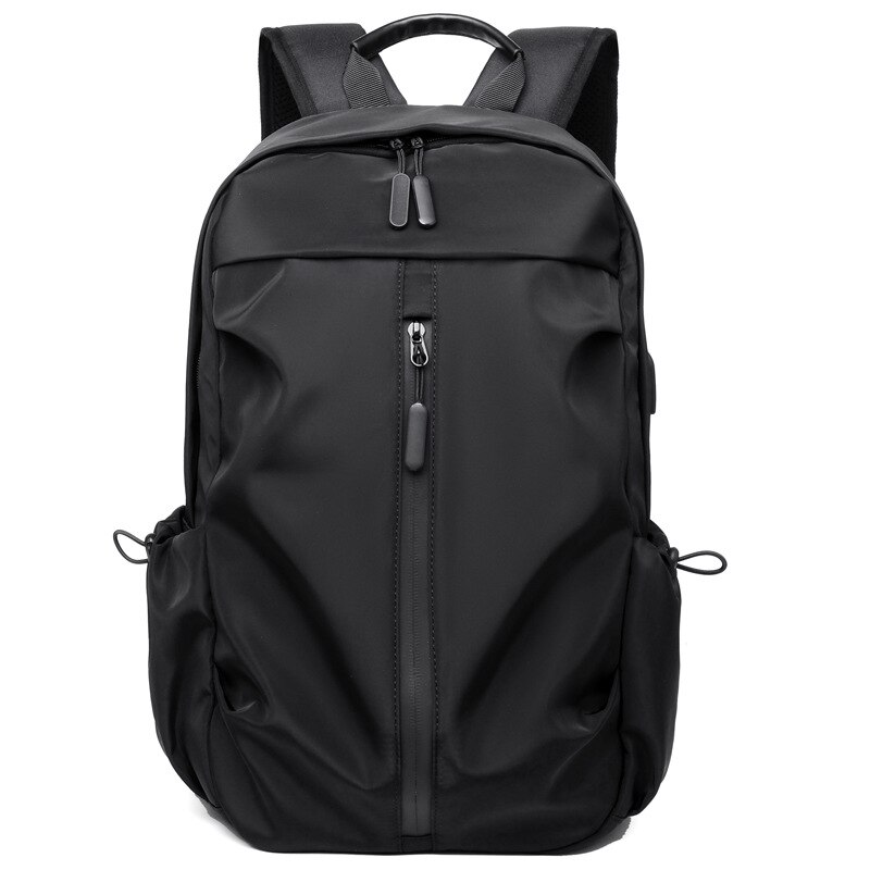 Outdoor backpack Oxford cloth backpack computer bag men's business backpack fold school bag travel bag: black