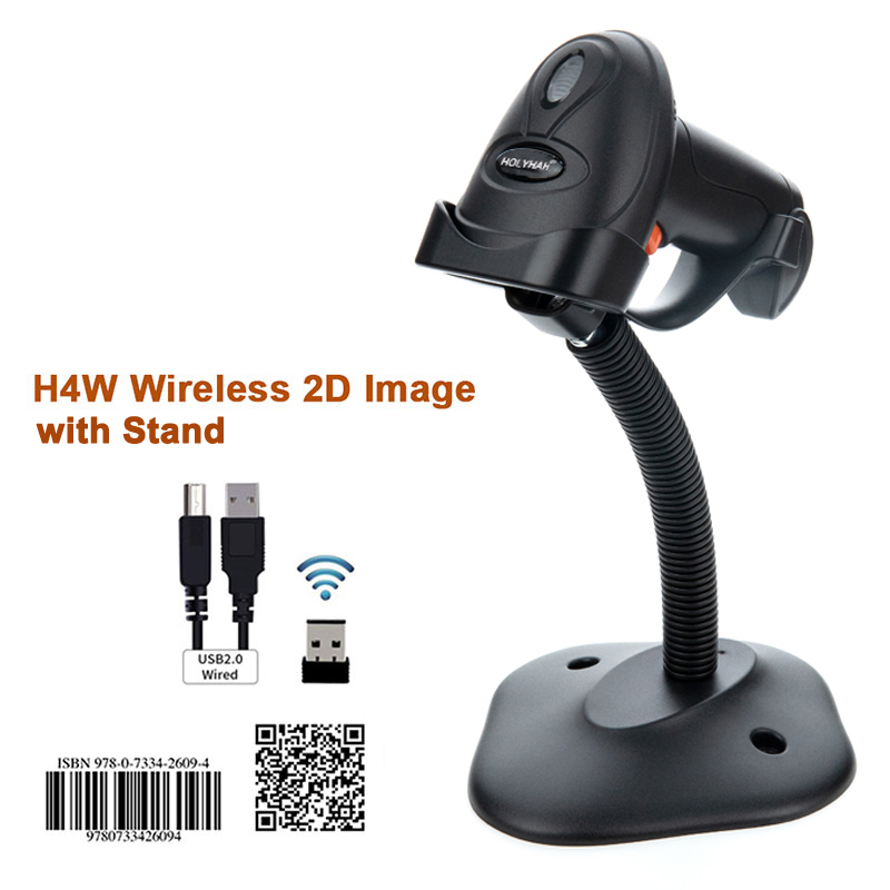 Holyhah Barcode Scanner H4 wired H4W wireless 2D and H4B Bluetooth 2D barcode reader: Blue