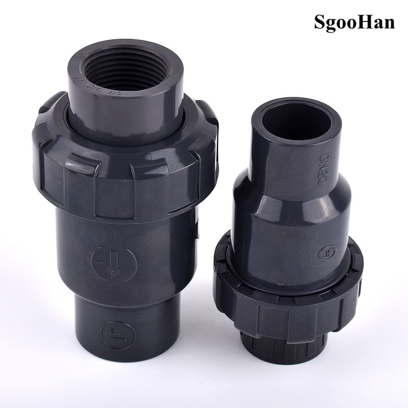 UPVC 1/2~2 Inch Single Female Thread Check Valve One Way Non-Return Ball Valve Aquarium Fish Tank  Garden Irrigation Adapter