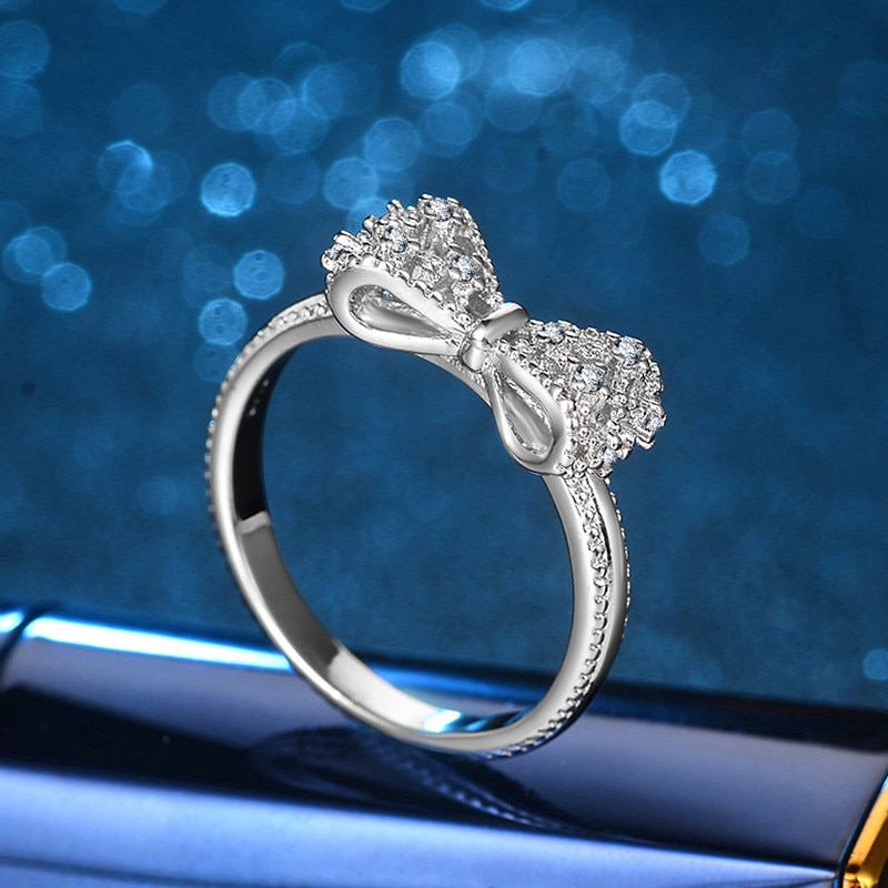 Cc 925 Ringen Voor Vrouwen Zilver Kleur Bow-Knoop Zirconia Fijne Sieraden Mooie Bridal Bruiloft Accessoires CC3181