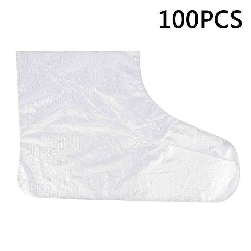 Cubiertas desechables para Pie de plástico, cubiertas transparentes para zapatos, cera de baño de parafina, bolsas de terapia de Spa, botines con forro para el cuidado de los pies, 100 Uds.: Default Title