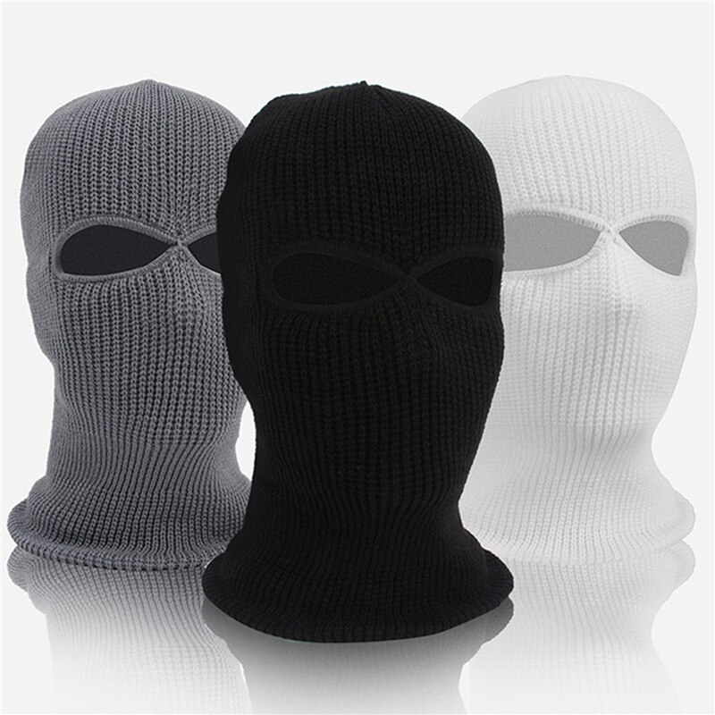 Unisex 2-Gat Gebreide Ski Masker Balaclava Hoed Winter Effen Kleur Full Face Cover Halsbeenkap Outdoor Winddicht Beanie cap