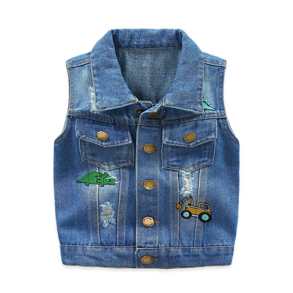 Chaleco vaquero sin mangas para niños y niñas, chaqueta vaquera informal de dibujos animados, para 2-9 años, BC164