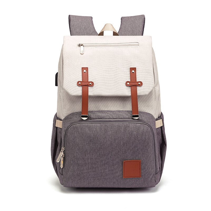 nueva bolsa de la madre, bolsa de la madre, pañal del bebé, leche en polvo, salir, mochila, cuidado de la masa, bolsa de viaje para la madre: Gray with White