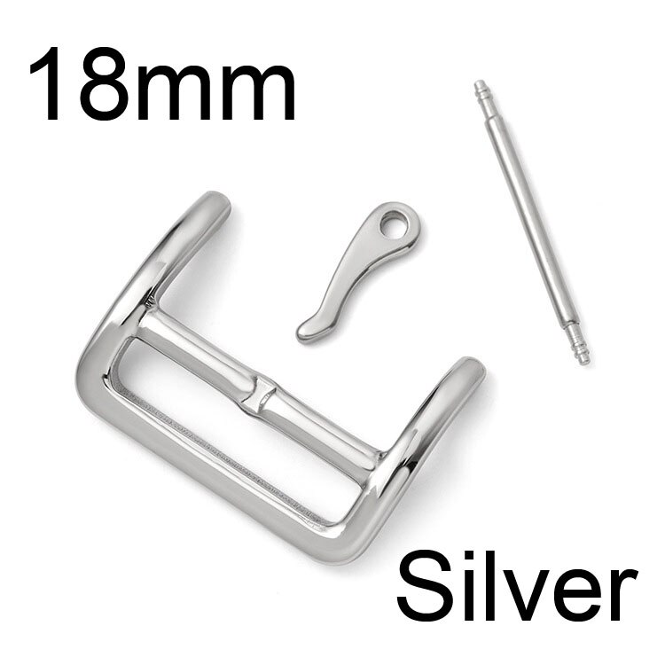 Stainless Steel Watch Strap Buckle 16mm 18mm 20mm 22mm 316L Glossy Polish Replacement Watchband Clasp Band Repair Tool Part: 18mm Silver