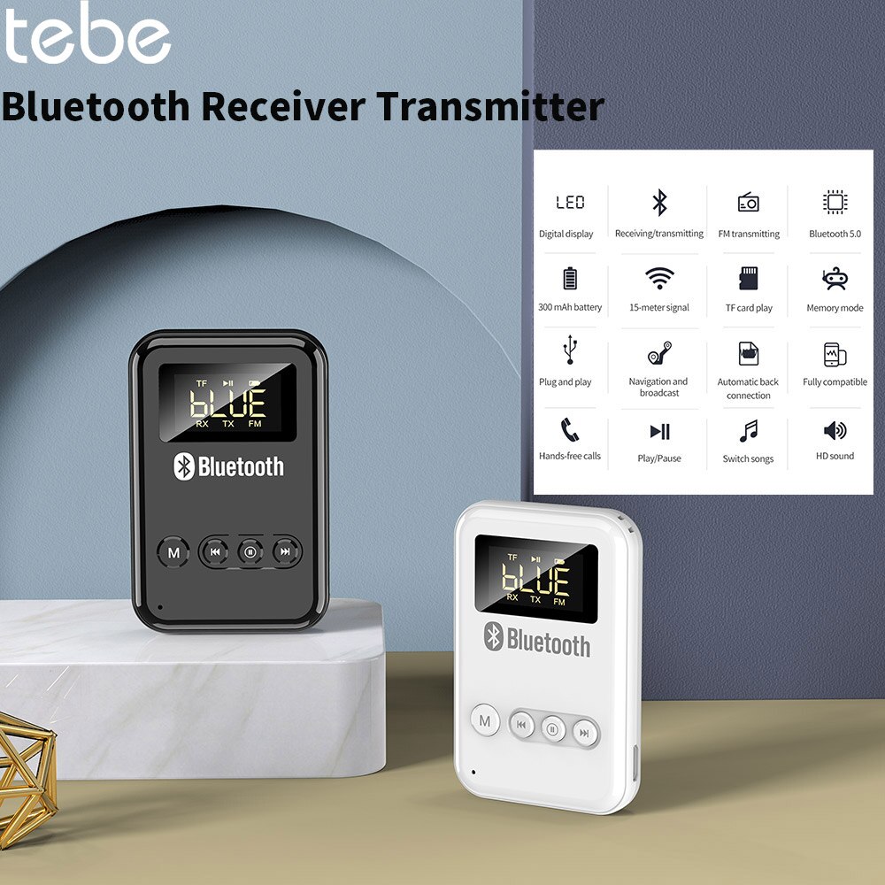 Tebe LCD Bluetooth Empfänger Absender Audio- Adapter Drahtlose Auto FM Sender Wagen Bausatz Unterstützung TF Karte Spielen für PC