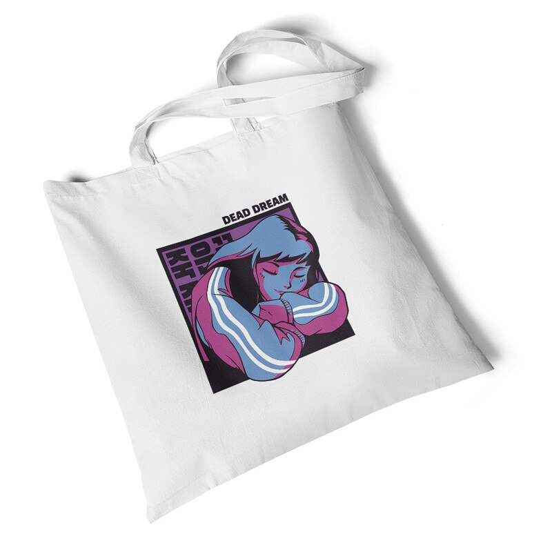 Karakter anime pige print kvinder lærred taske stor opbevaring rejsetaske håndtaske foldbar opbevaring indkøbstaske skuldertaske: Død drøm