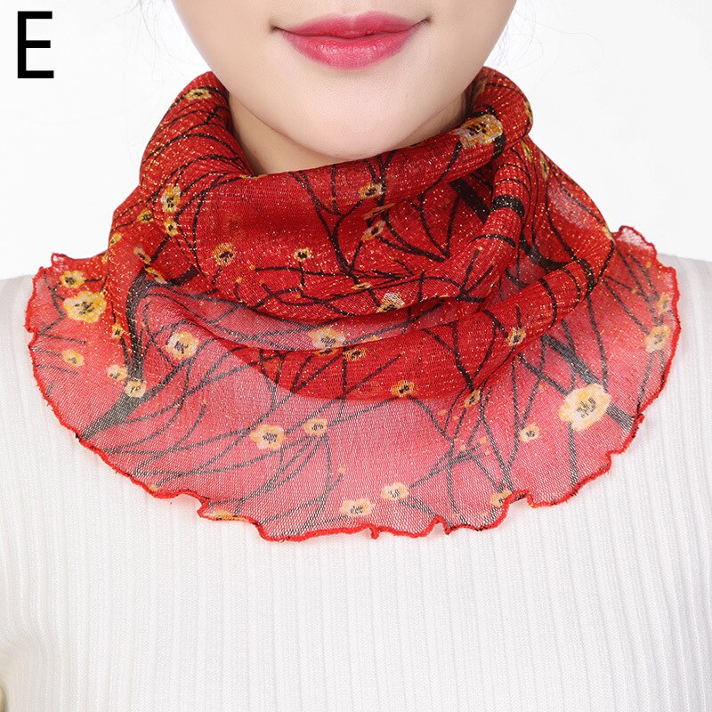 Chiffon Zomer Hals Kraag Sjaal Dames Gezicht Cover Maskers Zijde Bib Zonnebrandcrème Verscheidenheid Zon Bescherming Cirkel Sjaal Mesh Hoofdband: E
