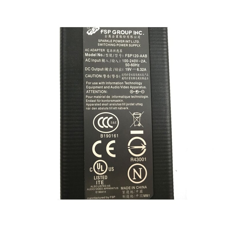 Original FSP 19V 6.32A FSP120-AAB AC Adapter For X6Tis For MSI MS-1651 MS-1652 1656 MS-16G5 MS-163A ADP-120ZB BB Laptop Charger