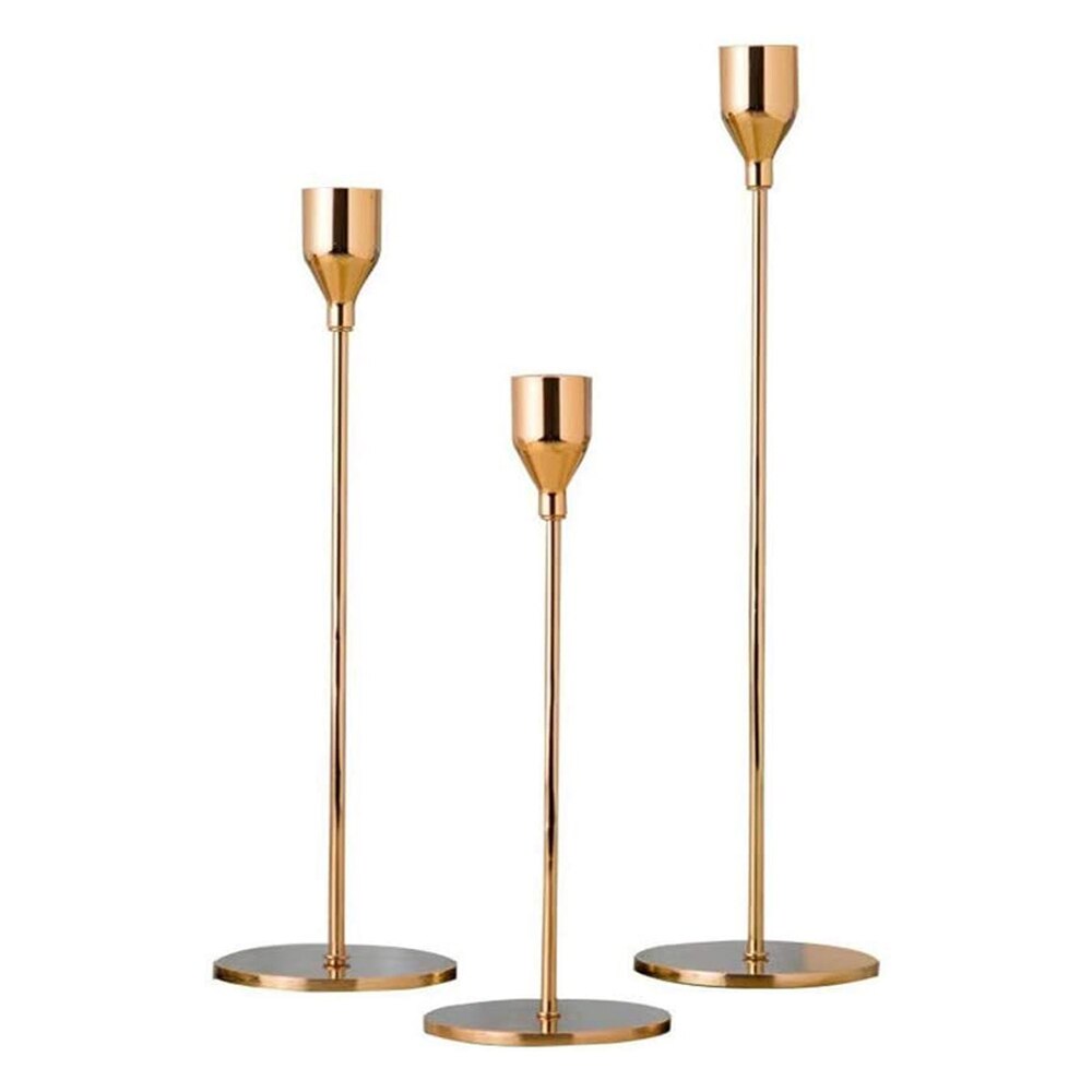 Gouden kaarsenhouder, kegelvormige kaarsenhouder, kaarsenhouder geschikt voor huisdecoratie, bruiloft, diner, feest, jubileumdecoratie